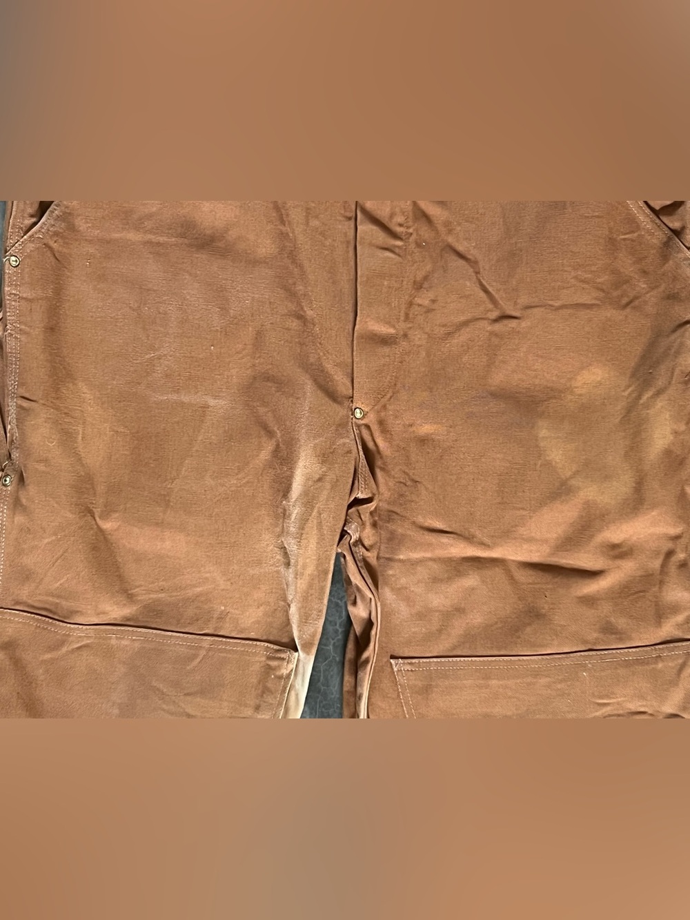 Vintage 80’s early 90’s Carhartt double-knee bib overalls in brown canvas 44x30 - Picture 8 of 11
